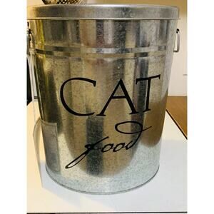 Pottery Barn Harry Barker Cat Food Storage Can Silver Small 12.25"D